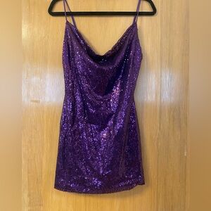 Lucy in the Sky purple sequin mini dress